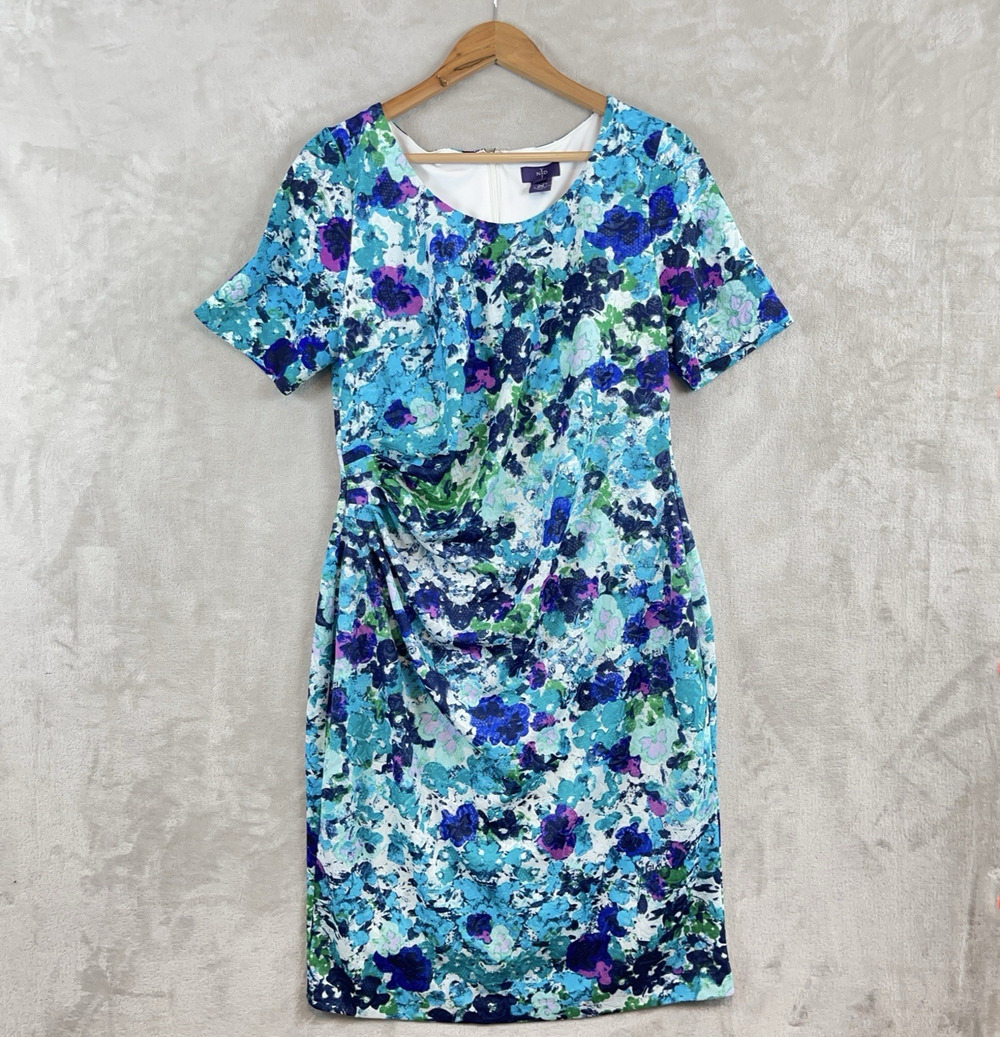 NYDJ Skyler Lift Tuck Slimming Sheath Dress Size 14 Painterly Watercolors